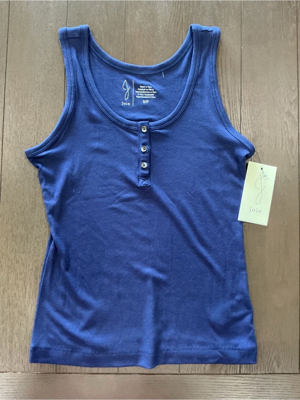 Joie Women's Navy Ribbed Henley Tank